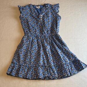 Crewcuts Girl's Blue Pink Floral Ruffle Dress Size 5